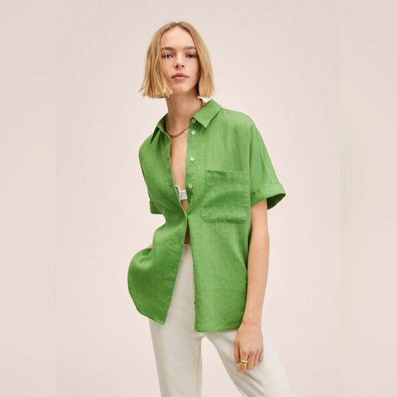 Mango Linen Shirt - Picture 1 of 6